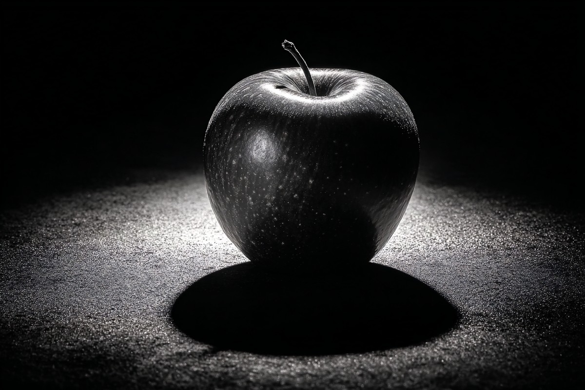 black and white picture of an apple centered composition high — free black and white photo