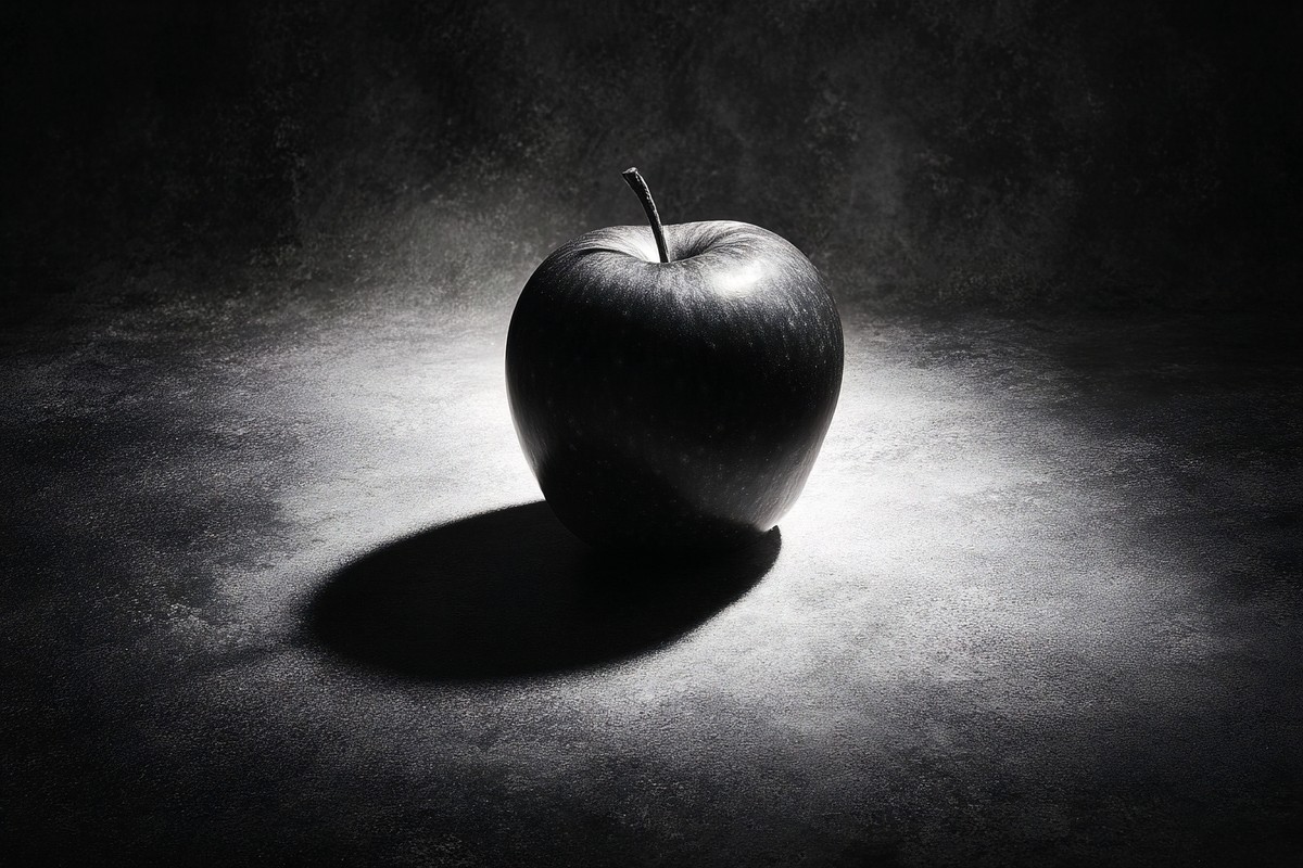 black and white picture of an apple centered composition high — free black and white photo