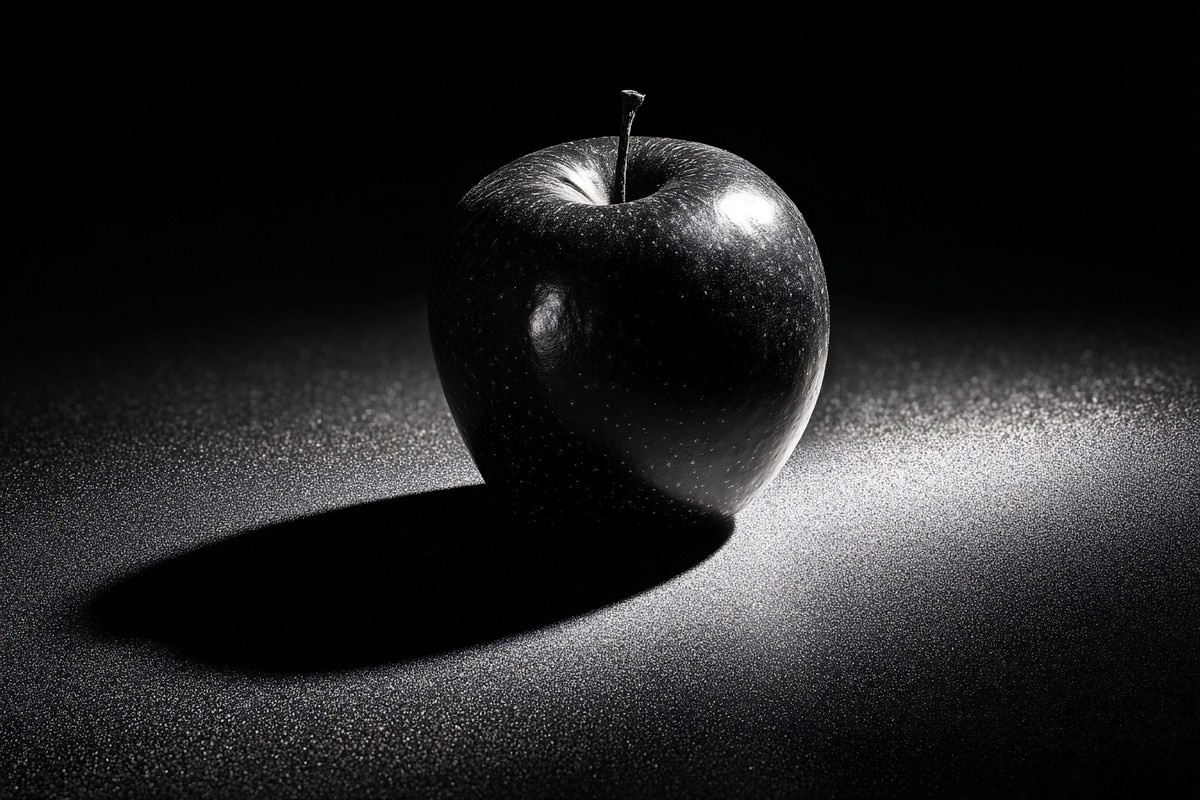 black and white picture of an apple centered composition high — free black and white photo