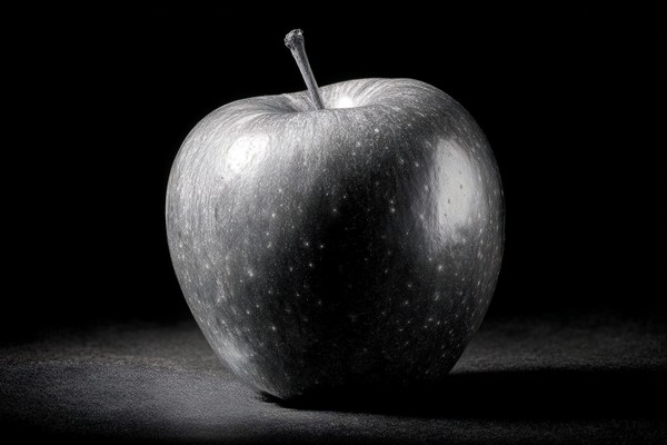 black and white picture of an apple ultra detailed skin textu — black and white food photo