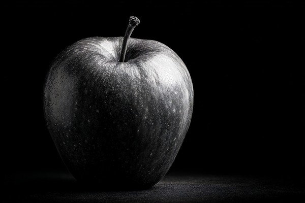 black and white picture of an apple ultra detailed skin textu — black and white background photo