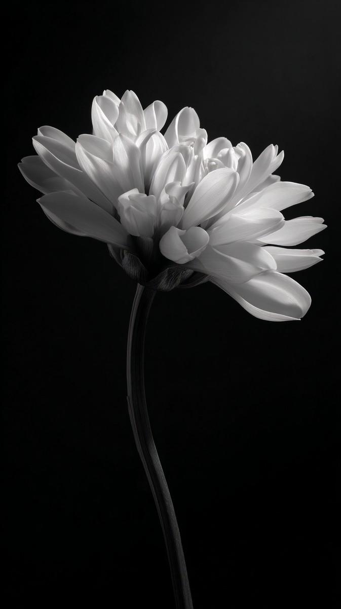 black and white picture of flower single bloom centered on de — free black and white photo