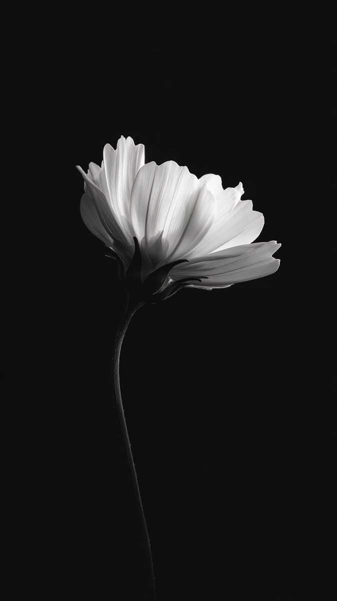 black and white picture of flower single bloom centered on de — free black and white photo