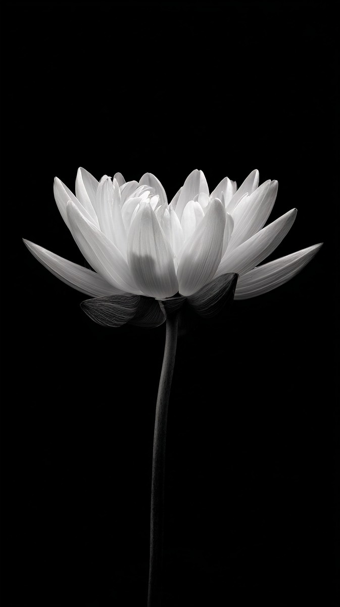 black and white picture of flower single bloom centered on de — free black and white photo