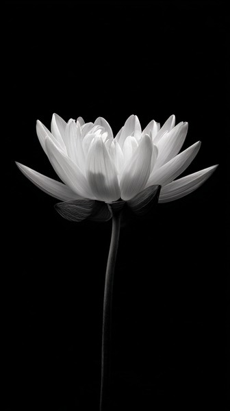 black and white picture of flower single bloom centered on de — black and white nature photo