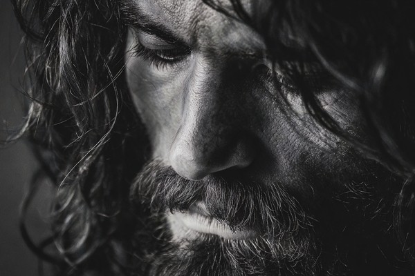 black and white picture of jesus close up portrait serene exp — black and white photo