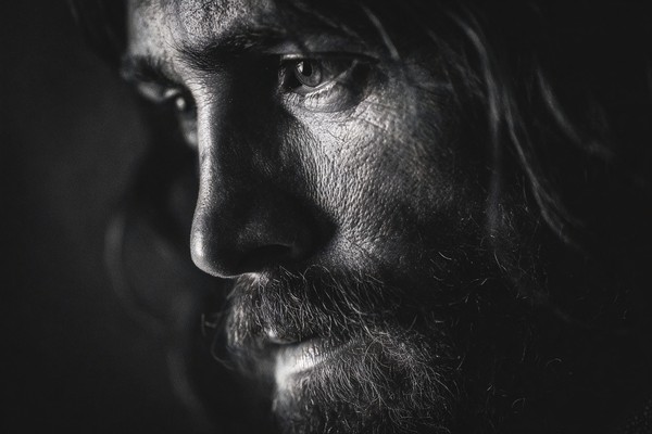 black and white picture of jesus close up portrait serene exp — black and white photo