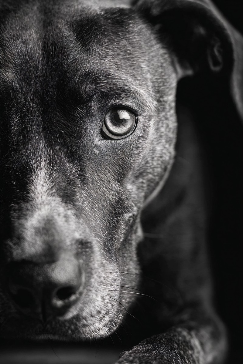 dog portrait under soft window light expressive eyes fine art — free black and white photo