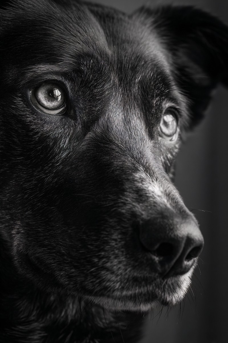 dog portrait under soft window light expressive eyes fine art — free black and white photo
