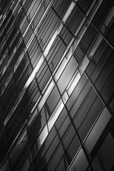 fine art architectural photography of a modern skyscraper fac — black and white city photo