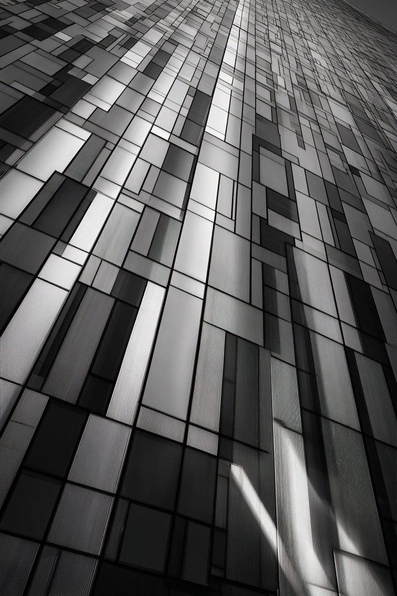 fine art architectural photography of a modern skyscraper fac — free black and white photo