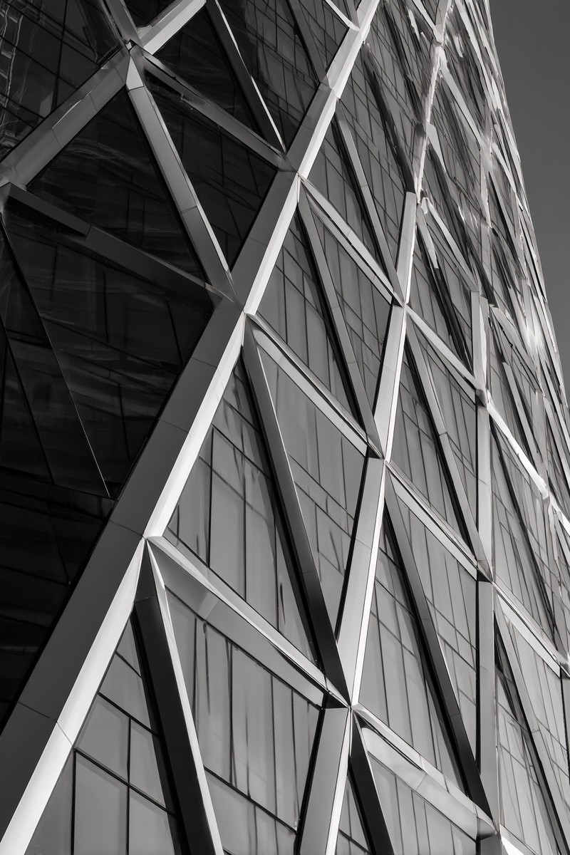 fine art architectural photography of a modern skyscraper fac — free black and white photo