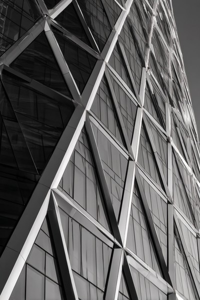 fine art architectural photography of a modern skyscraper fac — black and white city photo