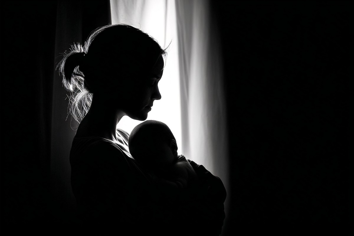 infant black and white picture mother holding baby near windo — free black and white photo