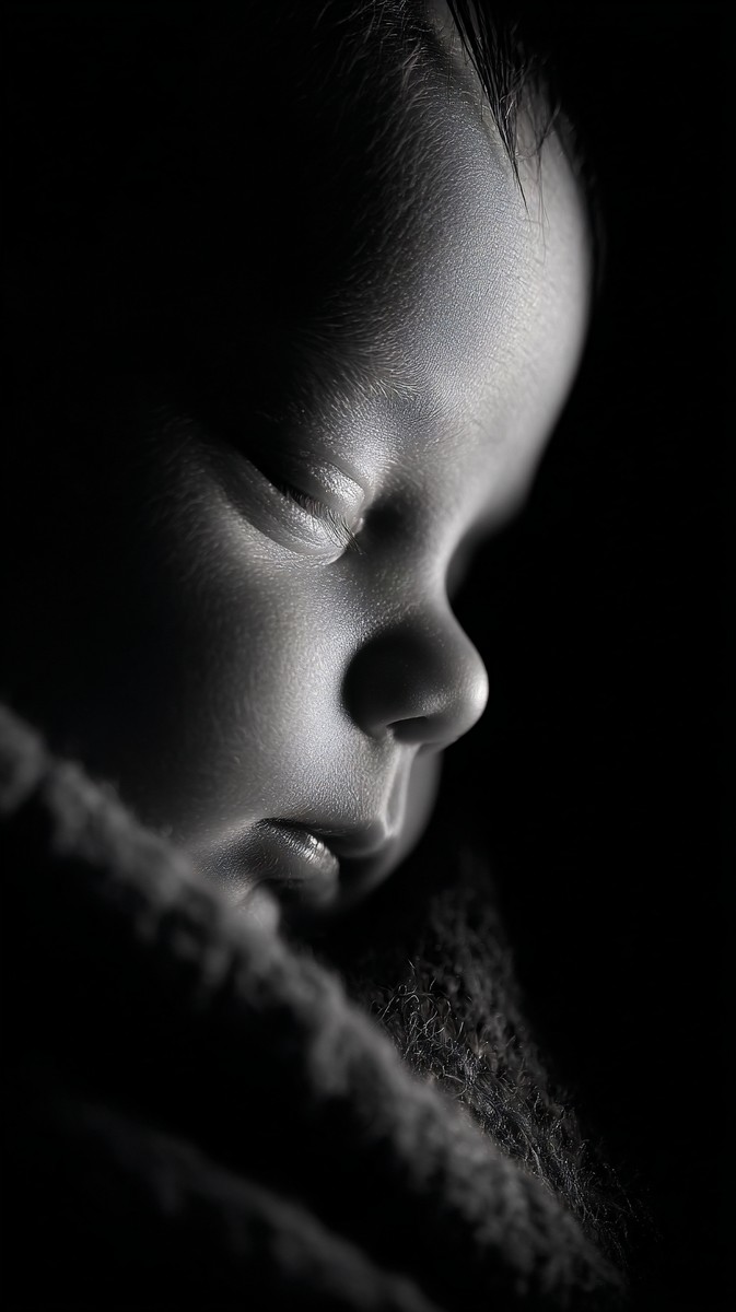 infant black and white picture newborn sleeping peacefully dr — free black and white photo