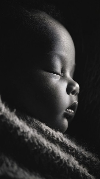 infant black and white picture newborn sleeping peacefully dr — black and white photo