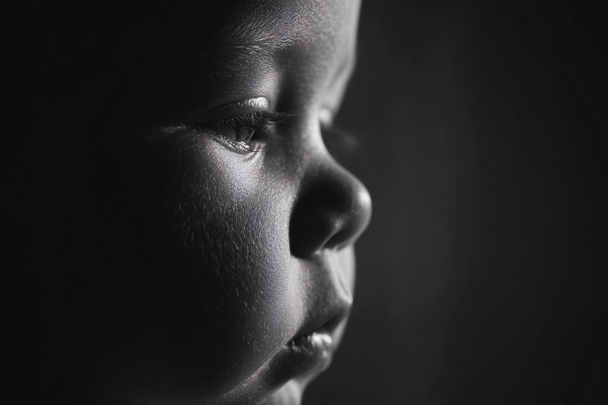 infant black and white picture soft window light from the sid — free black and white photo