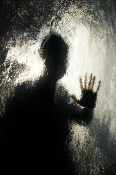 silhouettes abstract shadow play a person standing behind a t — black and white photo
