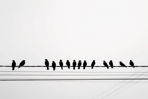 silhouettes high contrast graphic composition silhouettes of — black and white photo