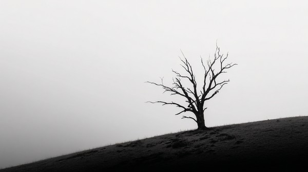 silhouettes minimalist photograph silhouette of a single dead — black and white photo