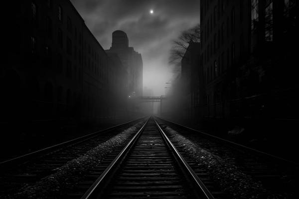 architecture railroad track city life night transportation vanishing point built structure