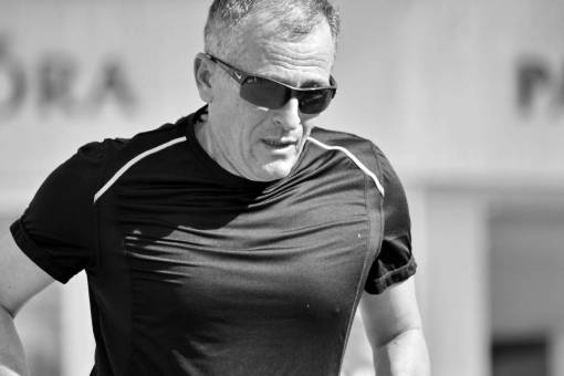 physical exam competition jogging handsome activity person portrait casual  — black and white photo