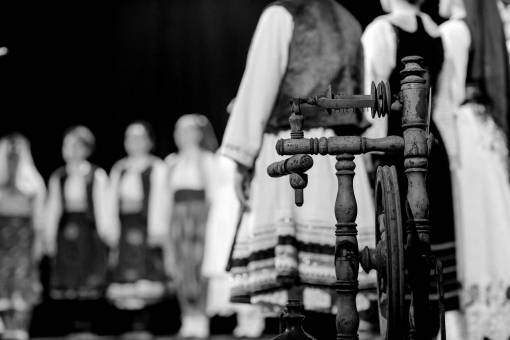theatre performance dancer object dancing decorative person — black and white photo