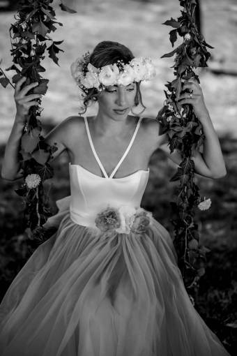 nymph pretty goddess swing gorgeous bride skirt flowers  nature — black and white flowers photo