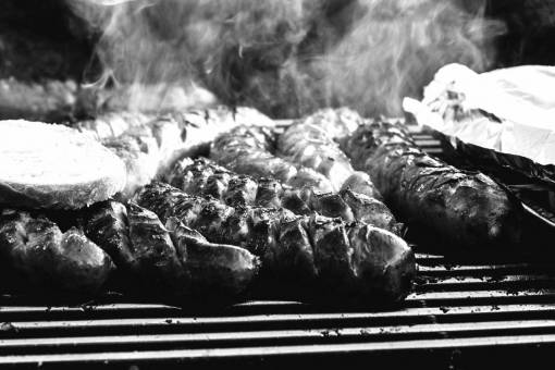 BBQ Cooking  — black and white photo