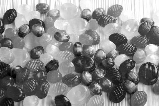 Colourful Candy Sweets  — black and white photo