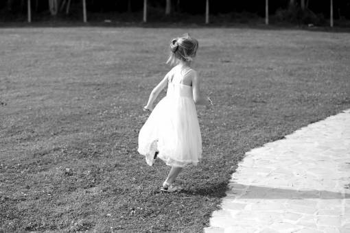 dress innocence running blonde child pretty hair joy bride park 