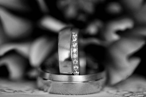 jewel platinum flower jewelry ring still rose — black and white photo