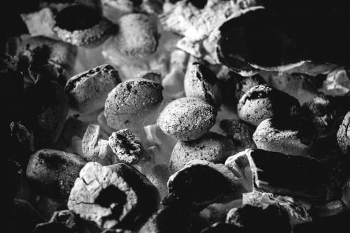 ?BBQ? Coals  — black and white photo