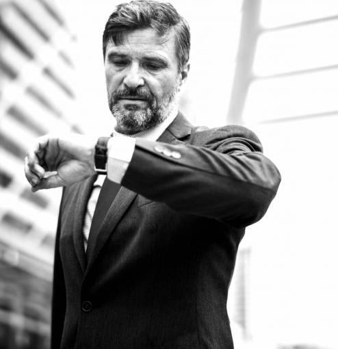   black and white  businessman  busy  — black and white photo